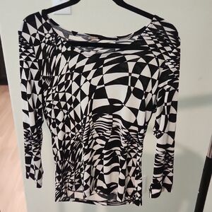 Geometric Black and White Women's Top